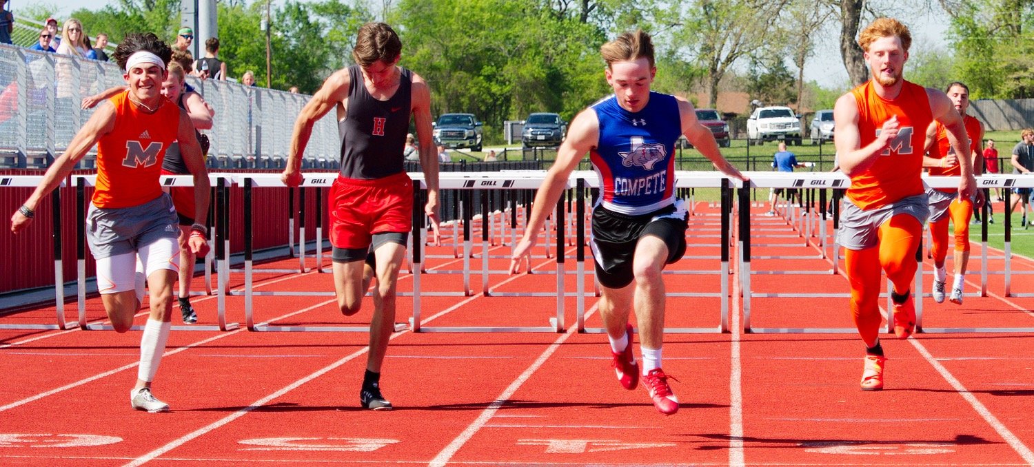 Ford Tannebaum of Quitman bests J.J. Gandy and Dawson Pendergrass of Mineola in the 110-meter hurdles. [admire more awesome athletics]